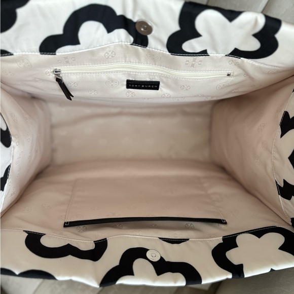 Tory Burch Nylon Flower Printed Ella Large Tote in French Cream - Picture 10 of 13